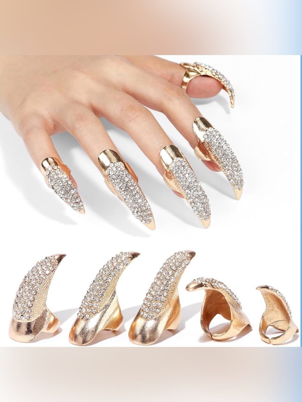 10 pcs Gothic punk Halloween costume accessories adjustable claw ring set